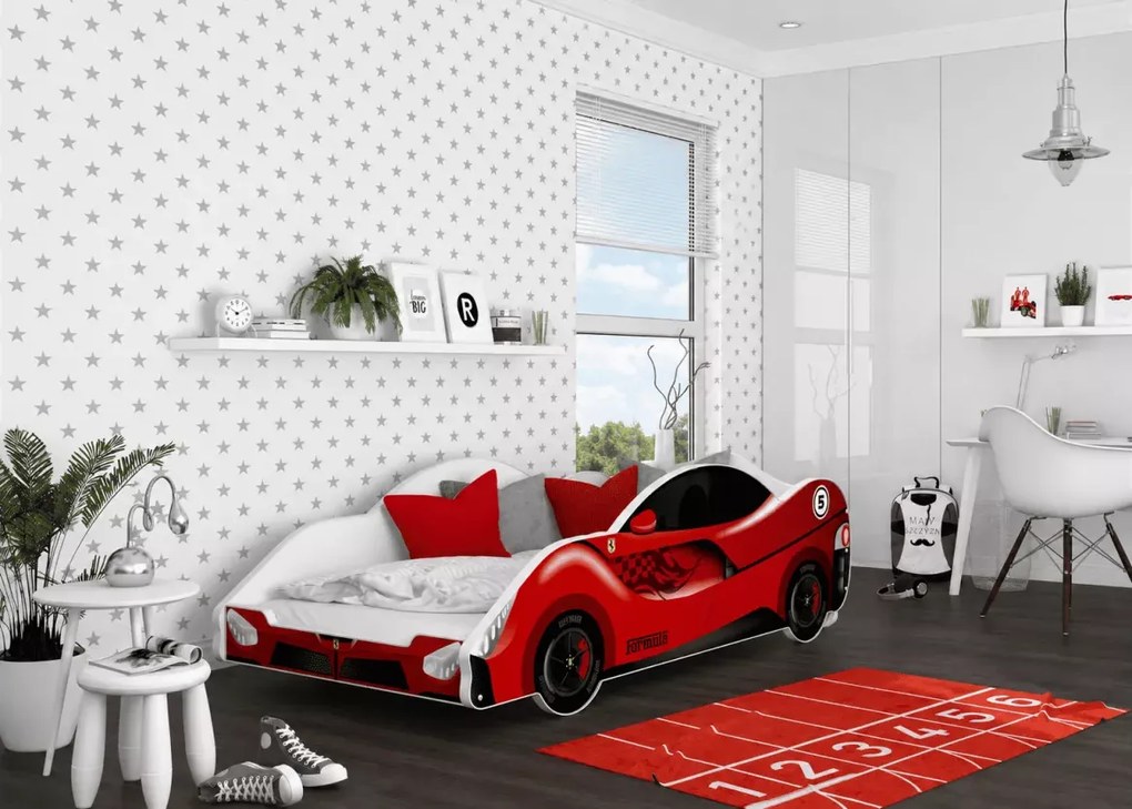 Łóżko dziecięce samochód bolid Spidi III 90x180 auto wyścigowe z stelażem flex