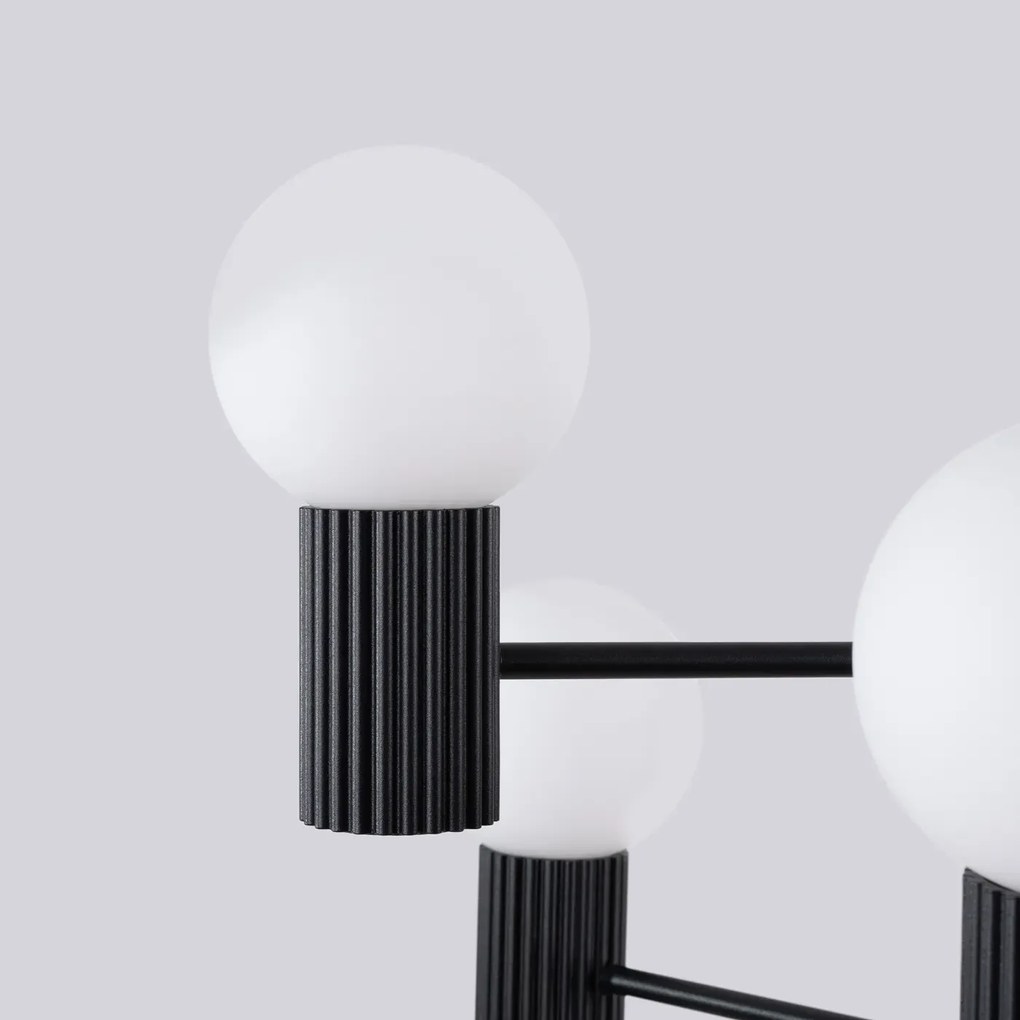 Żyrandol HALO 6 czarny ryflowany SOLLUX  LIGHTING