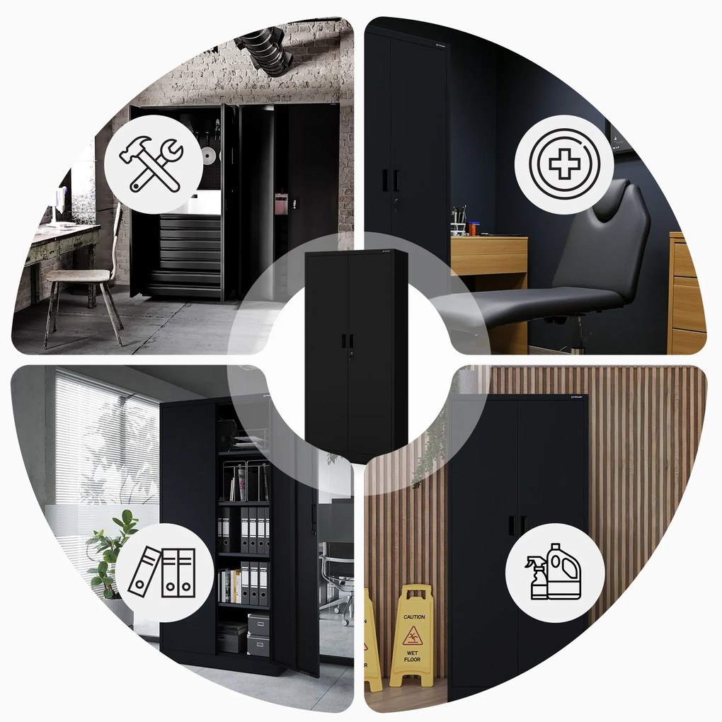 Szafa metalowa biurowa czarna JAN Compact 1750 x 800 x 400 mm