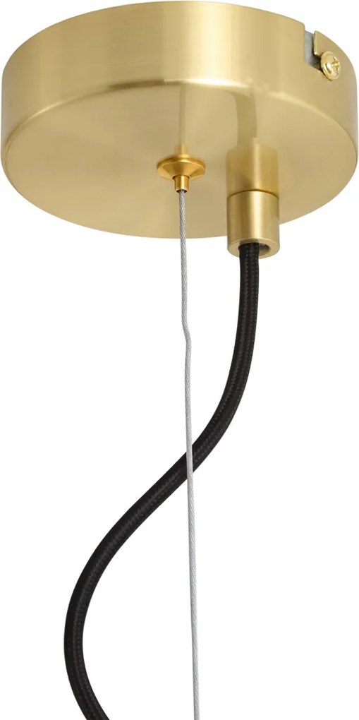 Lampa wisząca Art Deco mosiężna z bursztynowym szkłem 6-punktowa - Ryan