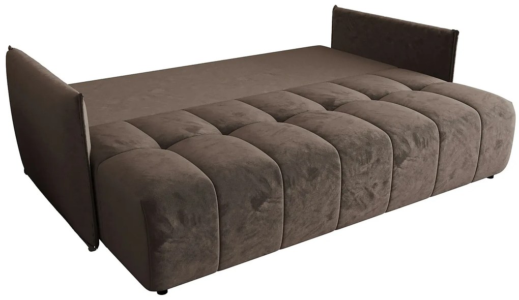Brązowa welurowa sofa rozkładana W3-T93