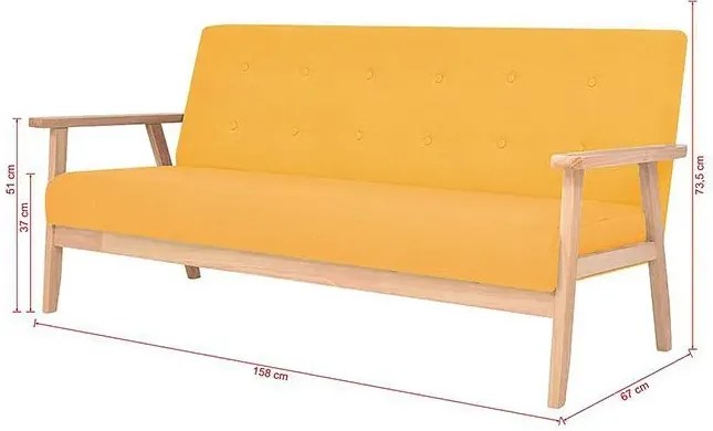 3-osobowa żółta sofa retro - Garner 3X