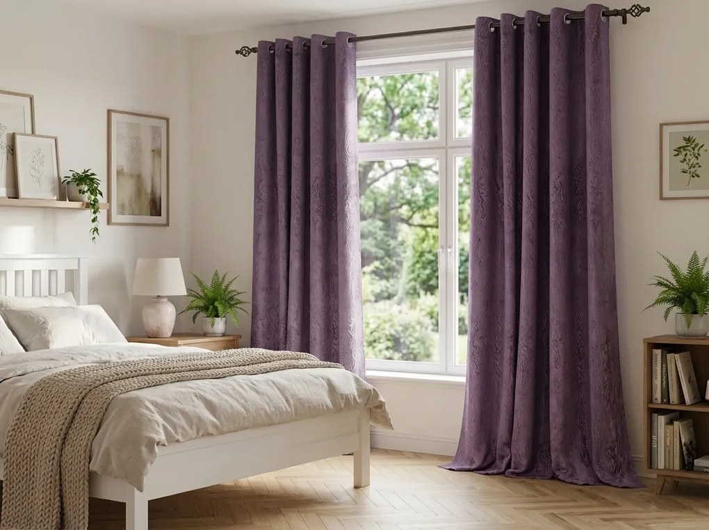 Zasłona zaciemniająca DUNES VELVET 140x250 cm, fioletowy Zawieszanie: Taśma z wiązaniami