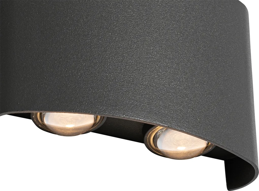Lampa ścienna zewnętrzna ciemnoszara zintegrowana LED 4-punktowa IP54 - Silly