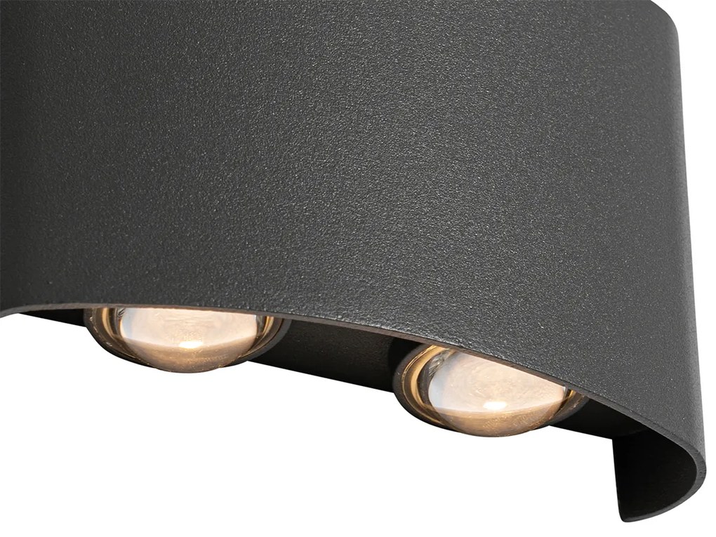 Zewnetrzna Lampa ścienna zewnętrzna ciemnoszara zintegrowana LED 4-punktowa IP54 - Silly Nowoczesny Oswietlenie zewnetrzne