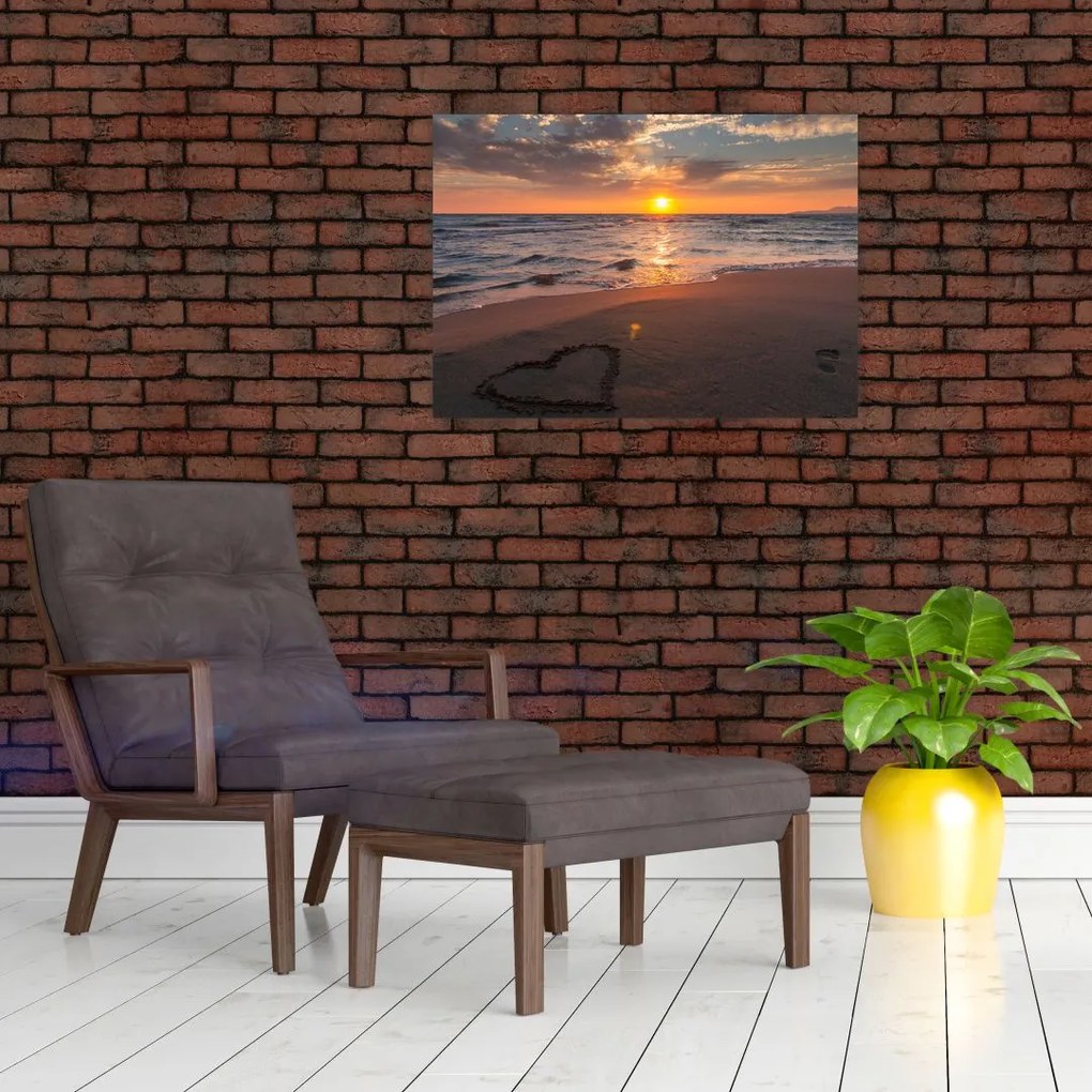 Obraz serca na piasku (70x50 cm)