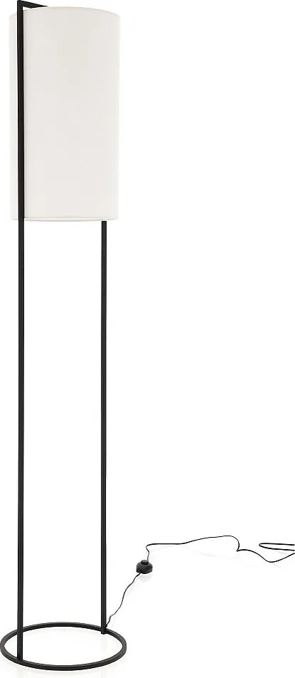Lampa pod?ogowa SINTRA w nowoczesnym stylu - Wysoko?? 164 cm - E27 40W - klosz ø28 cm - kabel 2 metry - w??czanie i wy??czanie - stal i bawe?na - czarny