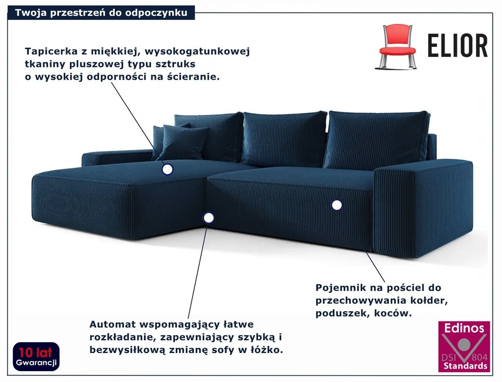 Granatowy tapicerowany narożnik rozkładany Z4-T87