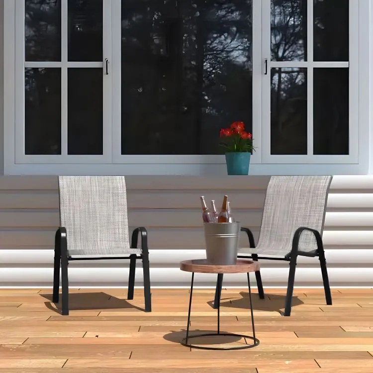 Zestaw 2 krzeseł ogrodowych sztaplowanych Isla 092, jasny szary