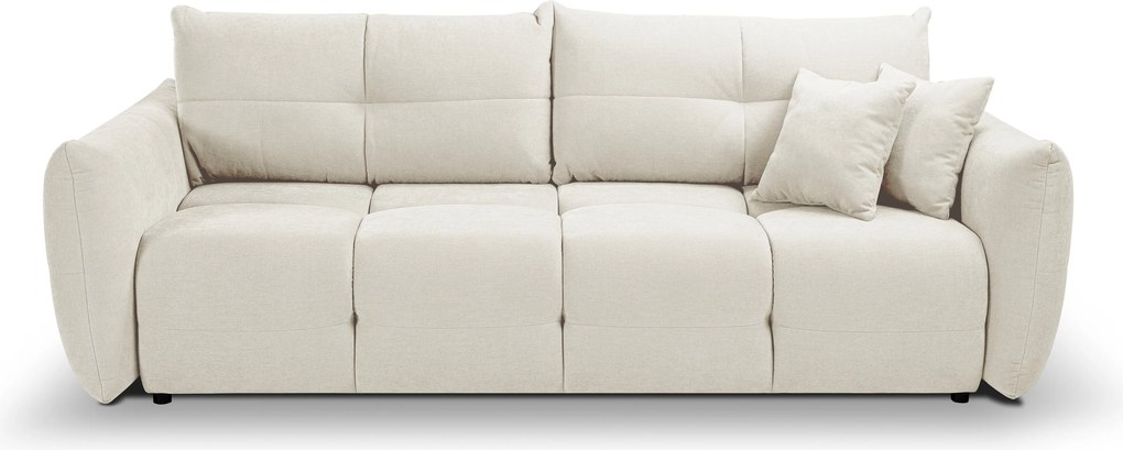 Masseno Sofa MODA z funkcją spania i pojemnikiem na pościel, Rozkładana sofa - Kremowy, WIND 02