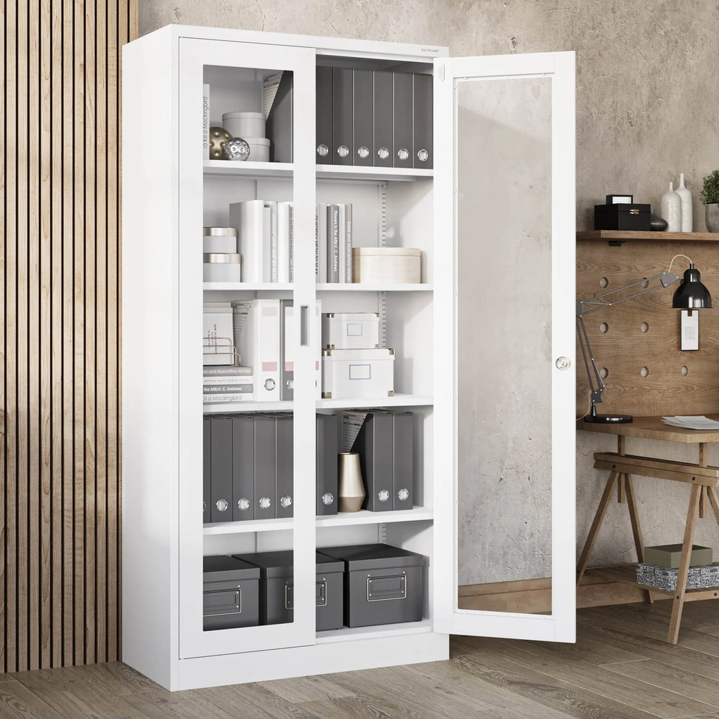 Szafa przeszklona medyczna, witryna lekarska AMELIA, 900 x 1850 x 400 mm, biała