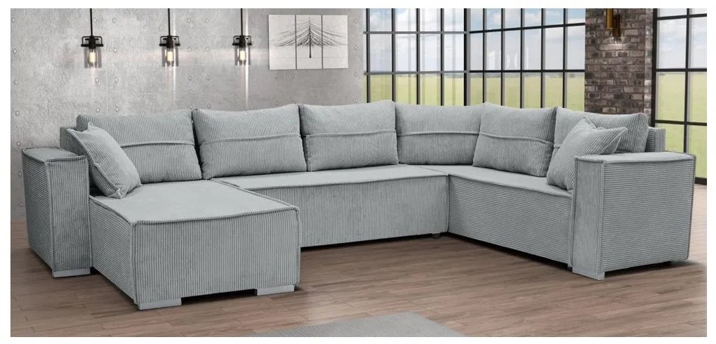 Uniwersalny narożnik rozkładany w kształcie U LONDON — szary