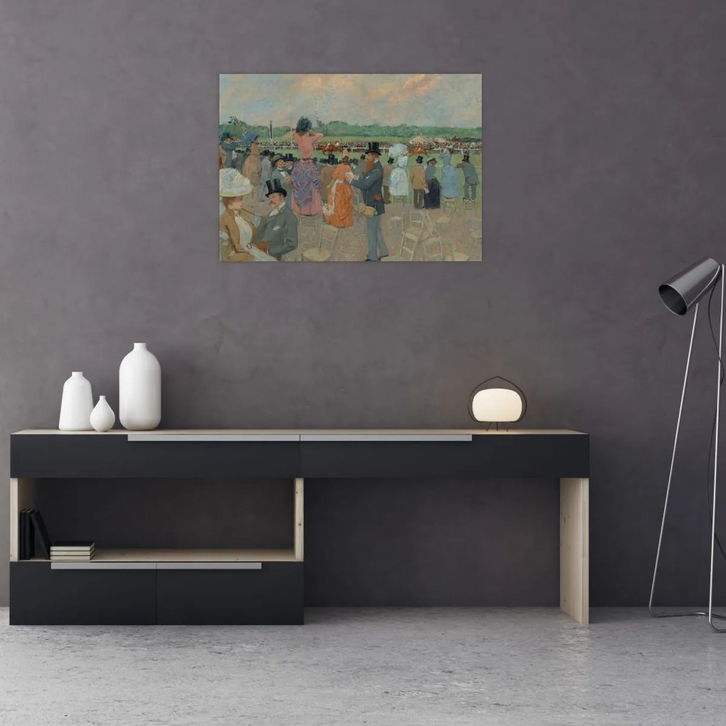 Obraz na szkle - Jean-Louis Forain, The Races at Longchamp, reprodukcje (70x50 cm)