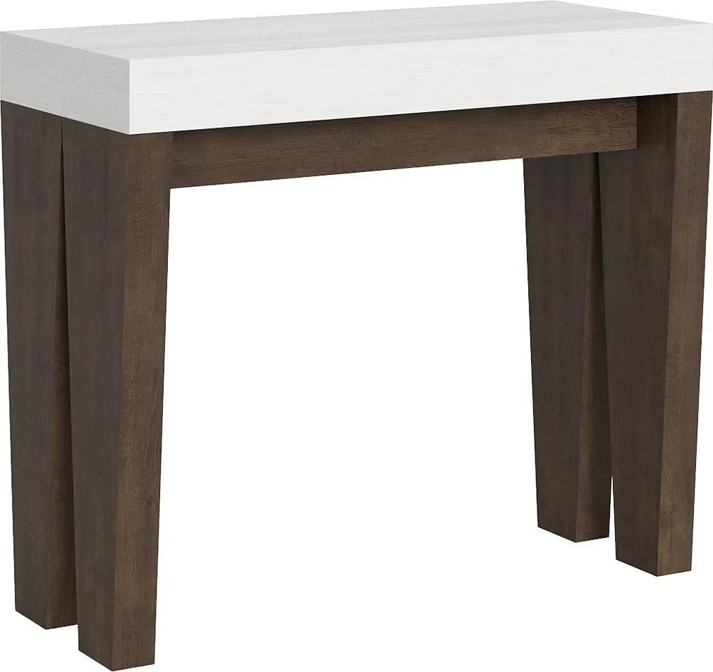 Konsola rozkładana 90x40/300 cm Spimbo Mix Blat Frassino biała - Struktura Orzech