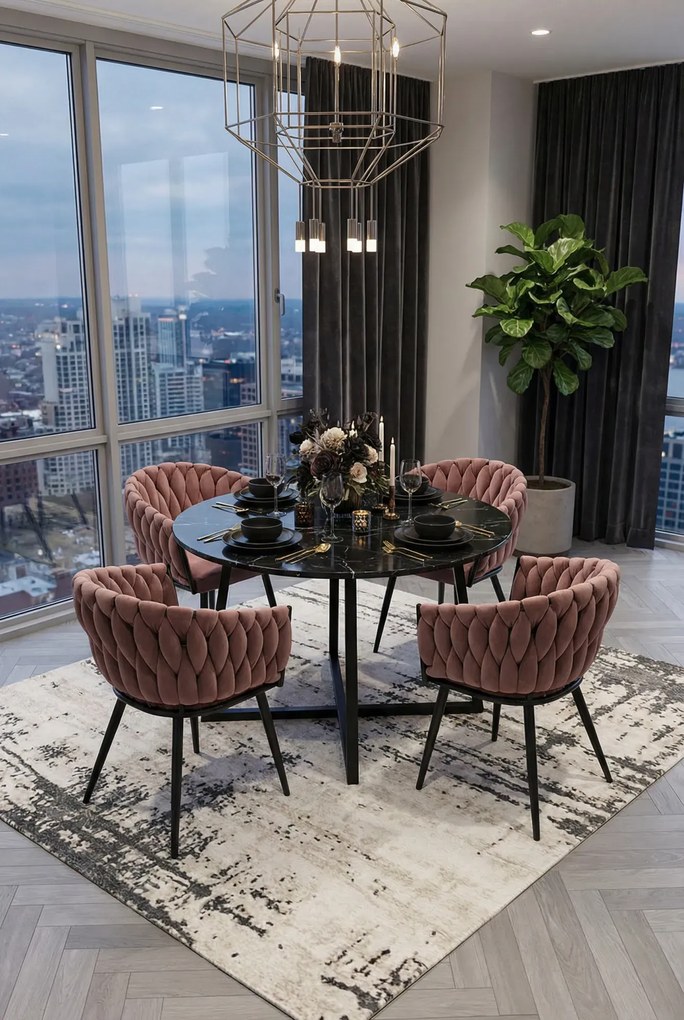 Ciemnoróżowe stylowe krzesło do salonu E6-Z31