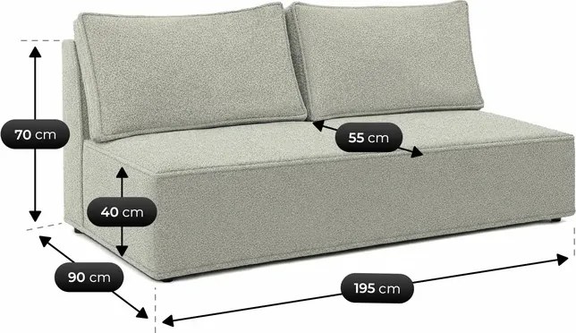 Sofa z Funkcją Spania MAVIA Szara Boucle Japandi
