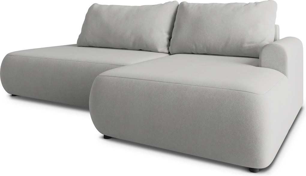Masseno Narożnik NUVIRA z funkcją spania i pojemnikiem na pościel Narozniki L, Rozkładana sofa - Jasnoszary, CASTEL 80