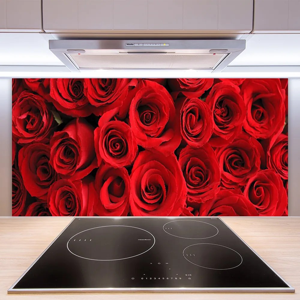 Szkło do Kuchni na Ścianę Bukiet Świeżych Róż