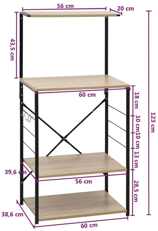 Stojący regał w stylu loft czarny + dąb - Heike