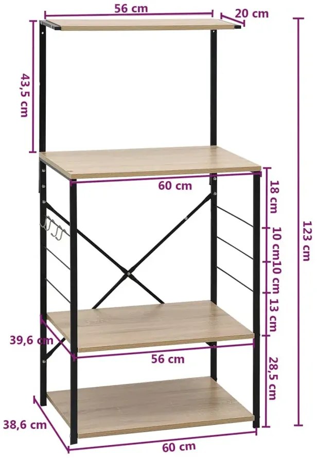 Stojący regał w stylu loft czarny + dąb Z7-C68