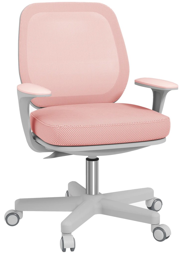 Vinsetto Fotel biurowy, ergonomiczny fotel z funkcją obrotową, regulowany 55 x 48 x 82,5-94,5 cm różowy