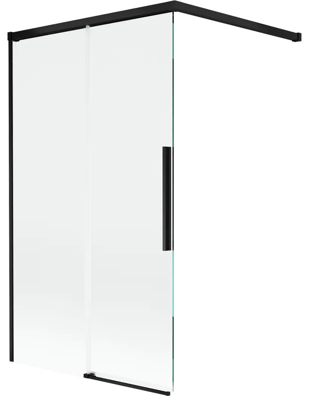 Mexen Rox parawan nawannowy 2-skrzydłowy rozsuwany 100 x 150 cm, transparent, czarny - 8C9-100-003-70-00