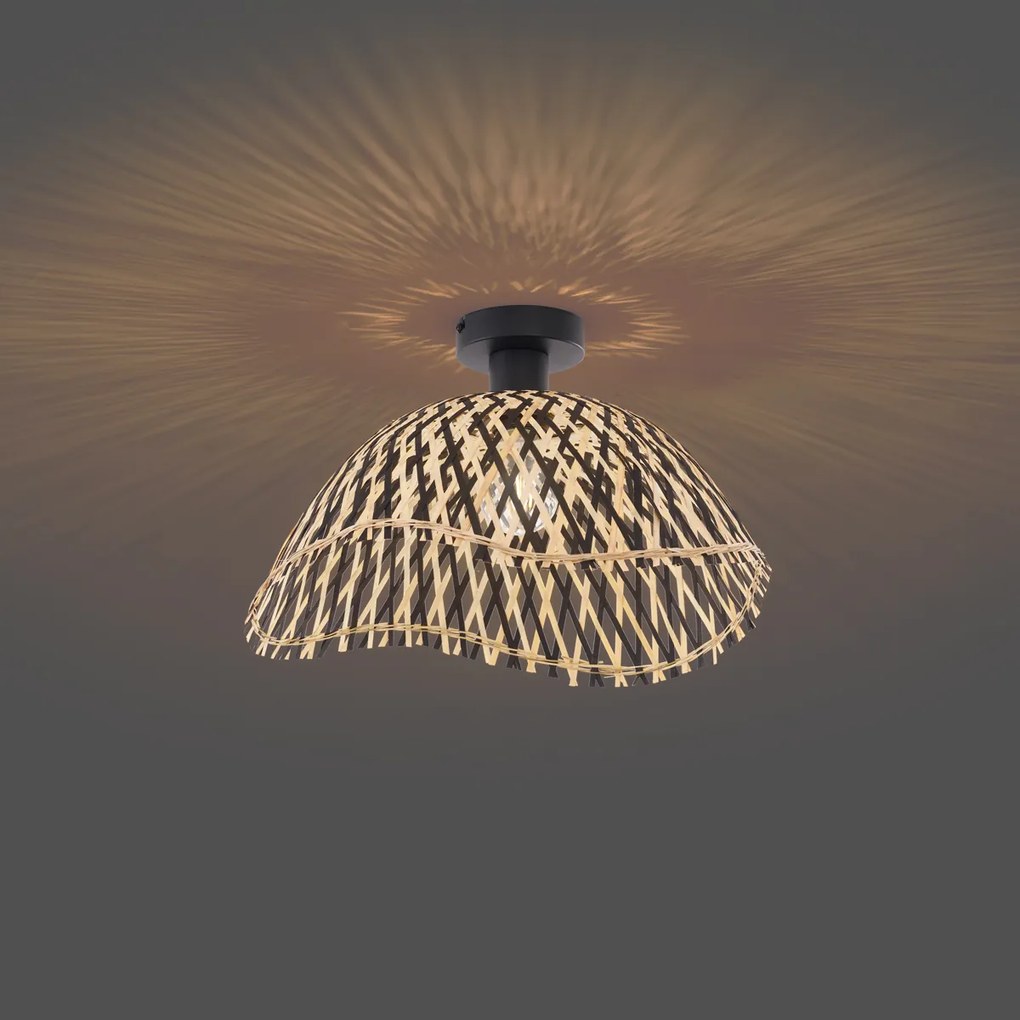 Lampa sufitowa w stylu art deco, czarna bambusowa, 40 cm - Alka