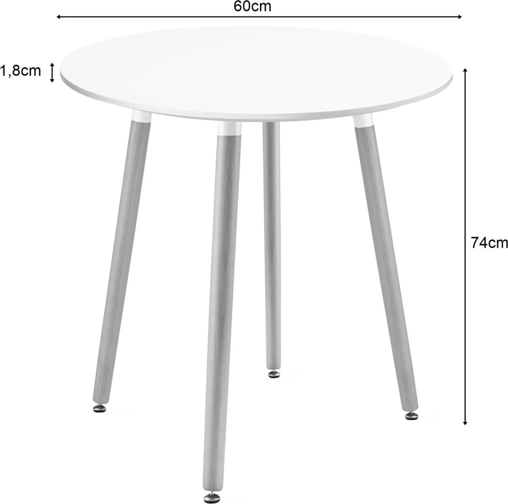 PROMOCJA Biały okrągły stół jadalny KAMI 60x60 cm II jakość