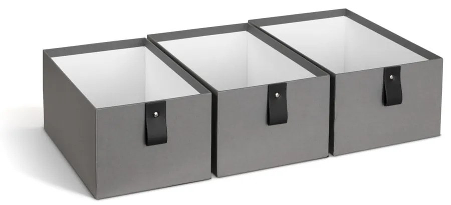 Szare kartonowe pojemniki zestaw 3 szt. 20,5x29,5x14,5 cm Aston Paper Laminate – Bigso