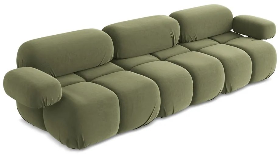 Jasnozielona aksamitna sofa modułowa 285 cm Lokua – Makamii