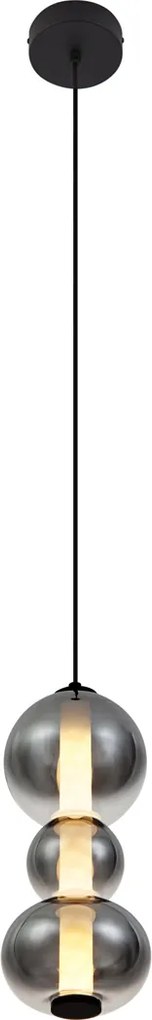 Lampa wisząca Art Deco czarna z przydymionym i przezroczystym szkłem 3-źródłowa z LED - Lizzy
