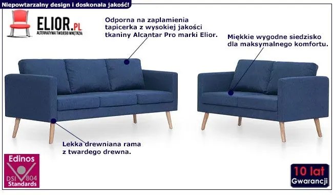 Komplet 2 sof wypoczynkowych Kazora - Niebieski
