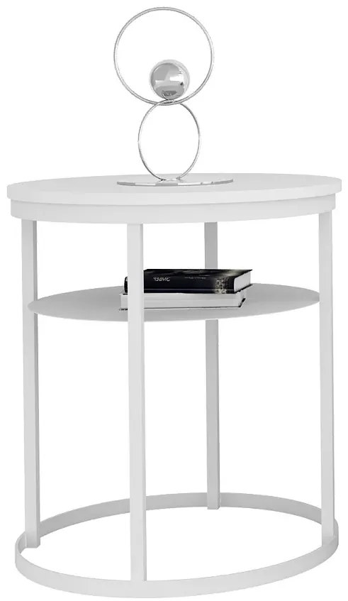 Okrągły stolik kawowy wysoki 60 cm Melkor 5X - biały