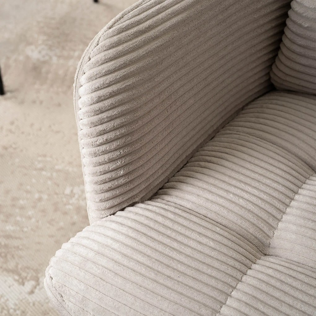 Krzesło Tapicerowane Obrotowe do Salonu AKITA Szare Sztruksowe Nowoczesne