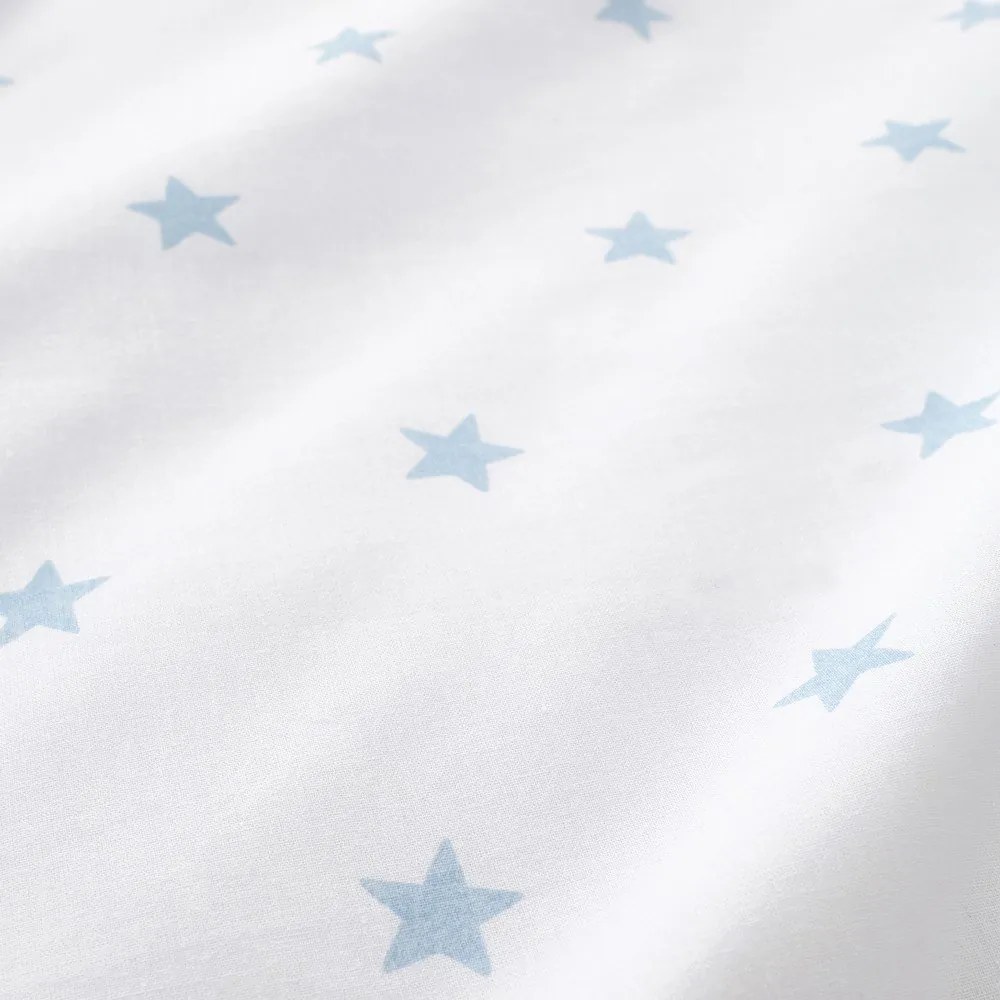 Biało-niebieskie bawełniane prześcieradło dziecięce jednoosobowe z gumką 90x190 cm Mini Star &amp; Stripes – Bianca