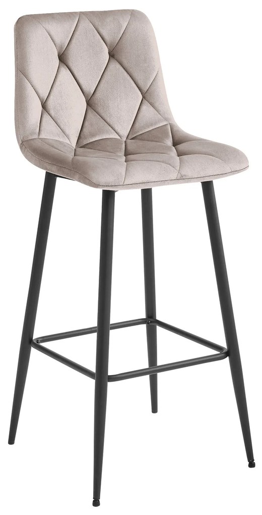 Ciemnobeżowe krzesło barowe NADO VELVET z czarnymi nogami