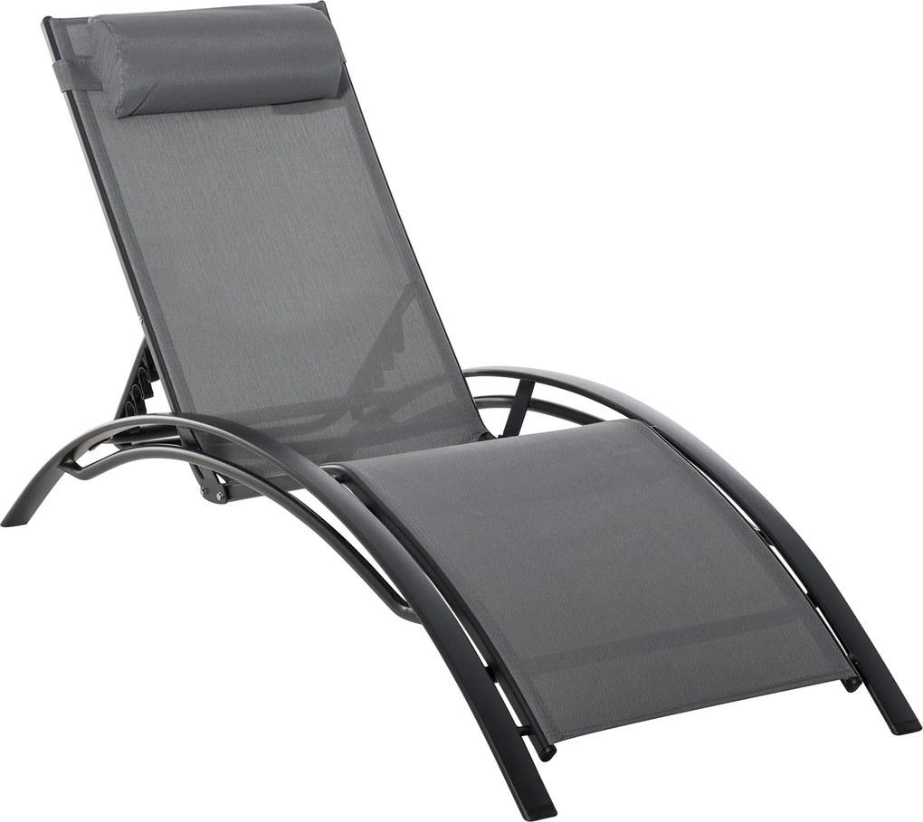 Outsunny Leżak Ogrodowy do Opalania Ciemnoszary Stylowy i Wygodny 170x64x82cm | Aosom PL