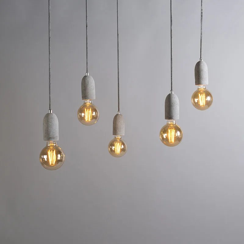 Industrialna lampa wisząca szara betonowa - Cava 5Designerski Oswietlenie wewnetrzne