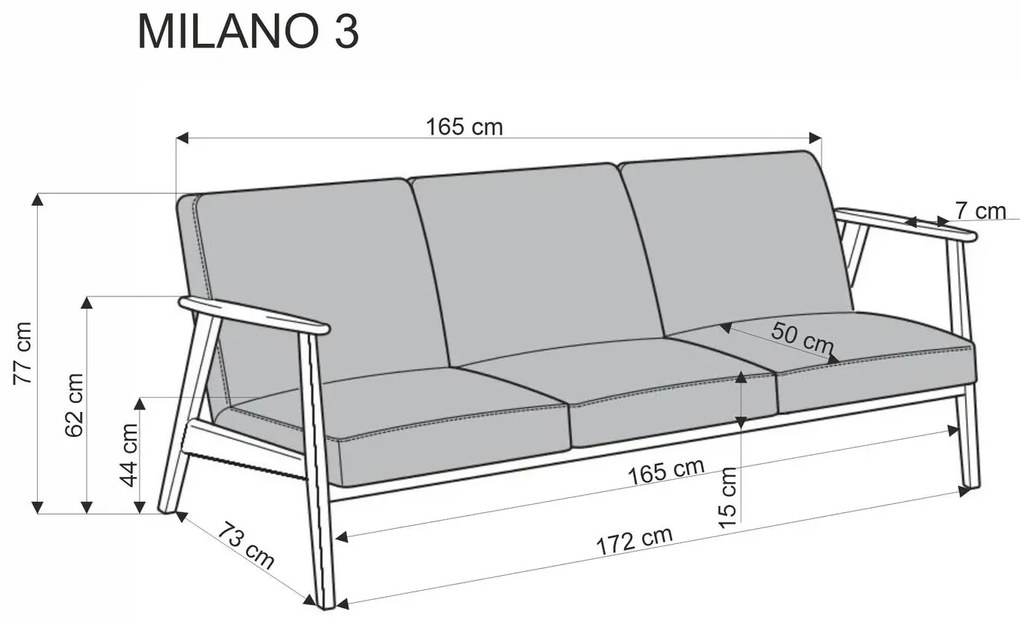Sofa MILANO 3S beżowa/orzech trzyosobowa HALMAR