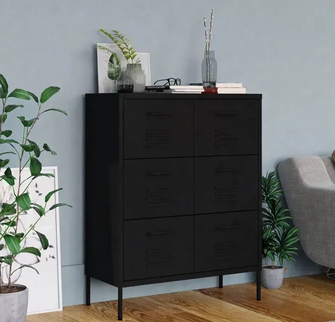 Czarna stalowa szafka na narzędzia go garażu B5-K78