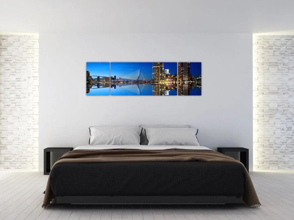 Zdjęcie - Rotterdam nocą (170x50 cm)