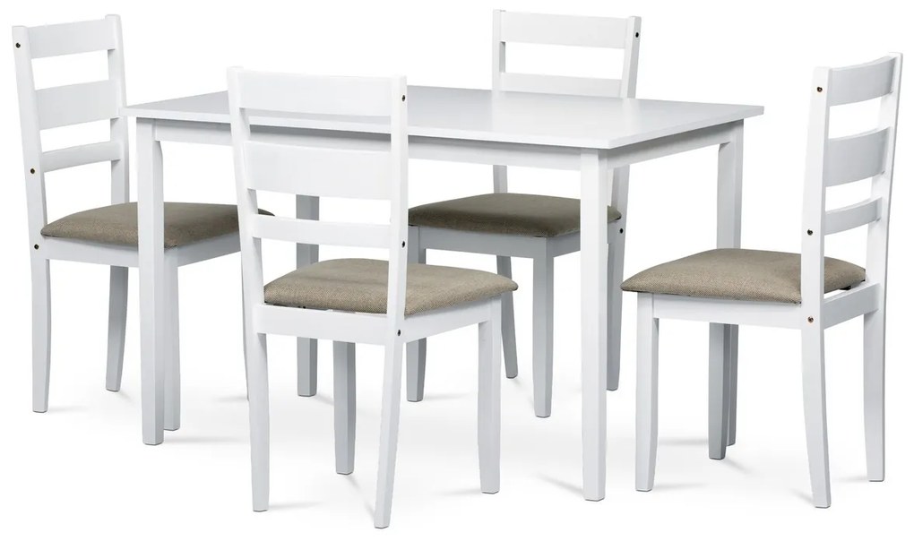 Zestaw jadalniany z litego drewna z 4 krzesłami,120 x 75 x 75 cm, biały