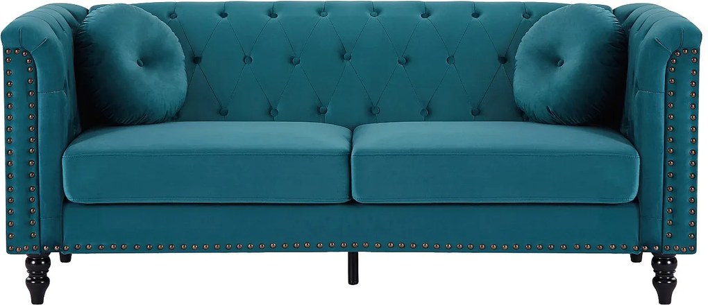 Kanapa 3 osobowa z weluru – kolor morski TURNER