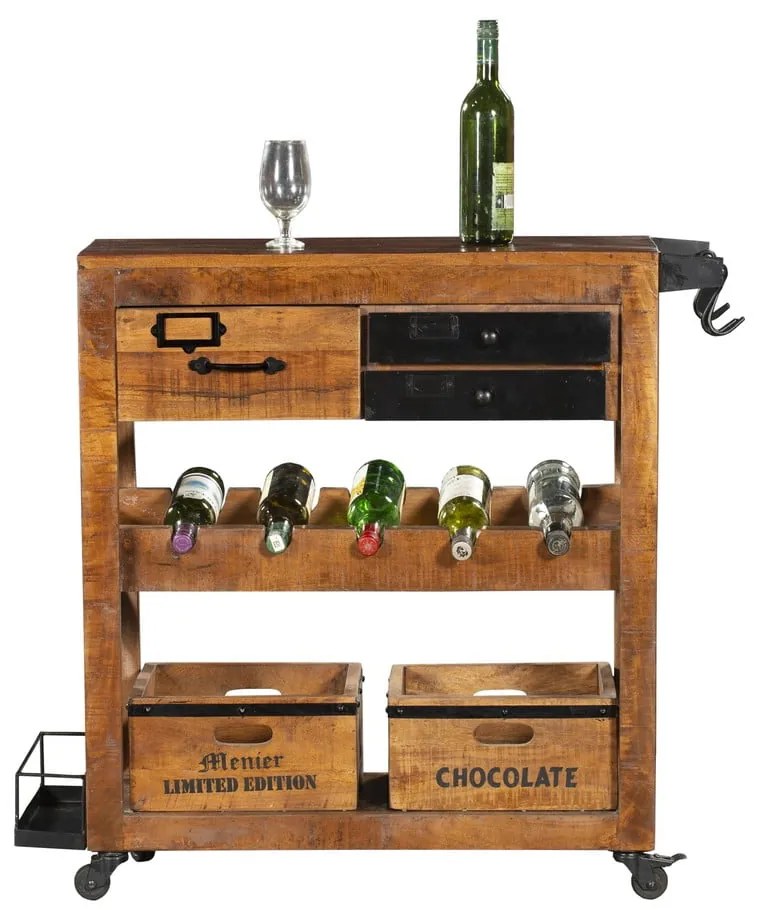 Szafka na wino z litego drewna mango liczba butelek 5, 100x92x30 cm Ravi – Interia Home & Living