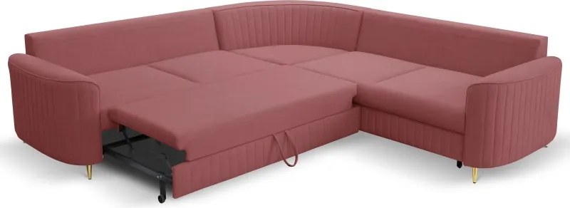 Narożnik LAREN nowoczesna sofa z funkcją spania pojemnik na pościel prawa strona CASTEL 59 251x251x85 cm