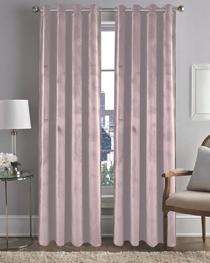 Zasłona gotowa velvet welurowa na przelotkach gruba 140x260 pudrowy róż