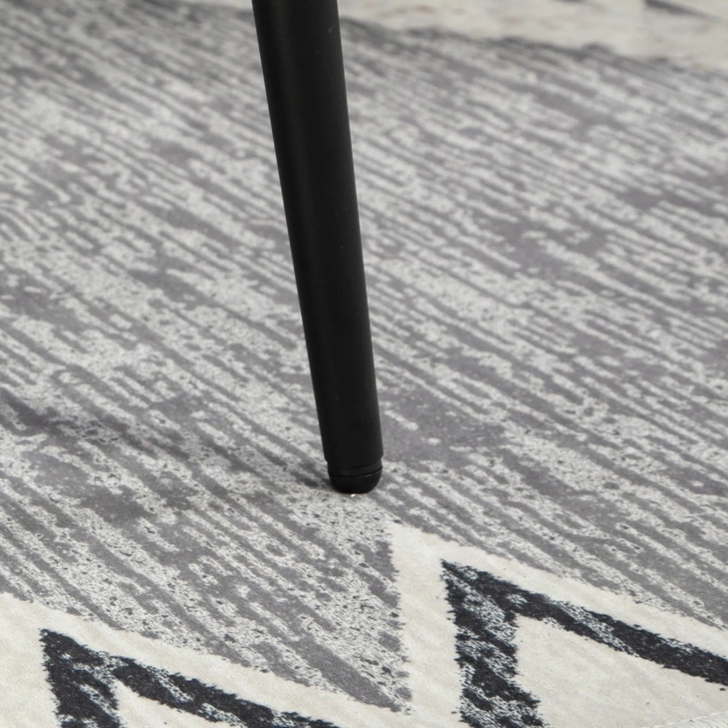 HOMCOM Stołek, Podnóżek, Siedzisko z Wypełnieniem, Wygląd Kaszmiru, Nogi Stalowe, 42 x 42 x 47 cm, Jasnoszary