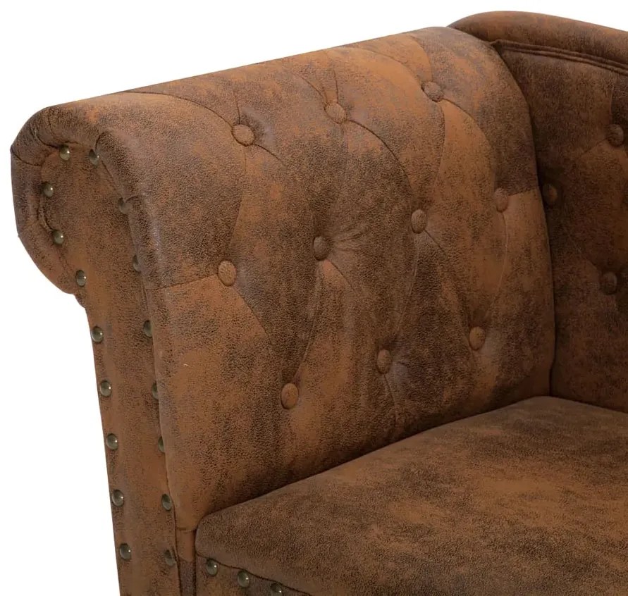 Brązowa leżanka z ekoskóry w stylu chesterfield - Dalos
