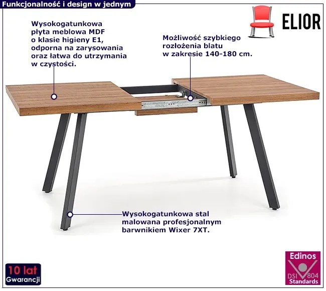 Prostokątny rozkładany stół w kolorze orzecha G4-E91