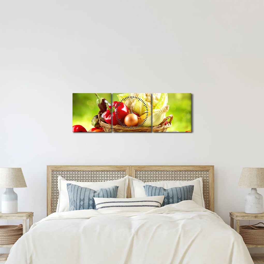 Obraz - Warzywa (z zegarem) (90x30 cm)